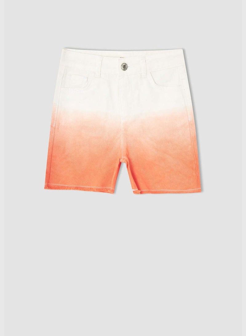 Gradient Fade Denim Jean Shorts