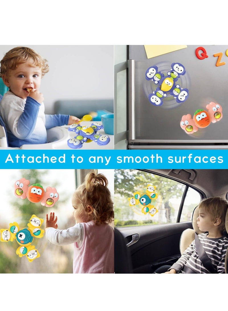 Suction Cup Rotate Toy for Baby Infants 12-18 Months Boys and Girls, Bath Toys, First Birthday Gifts Sensory Fidget Toys for Toddlers 1-3 Bathtub Toys 3PCS