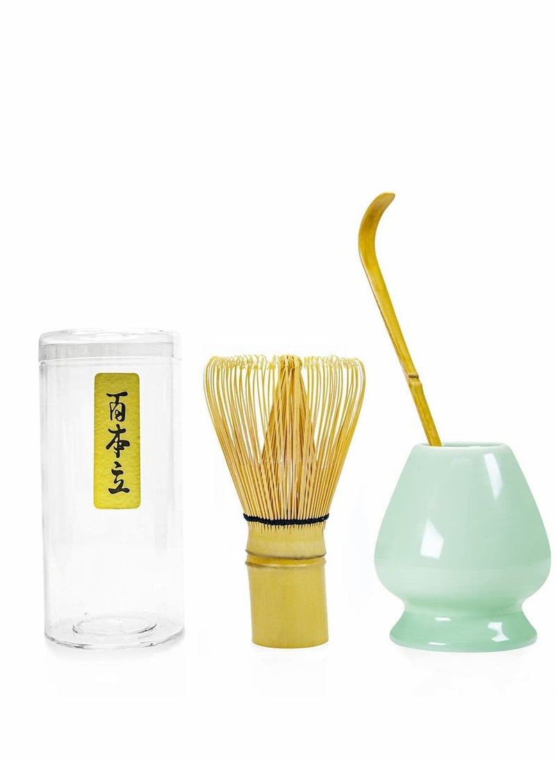 Japanese Tea Set, Traditional Matcha Tool Ceremony Accessories, Blender, Spoon (3 Piece White)