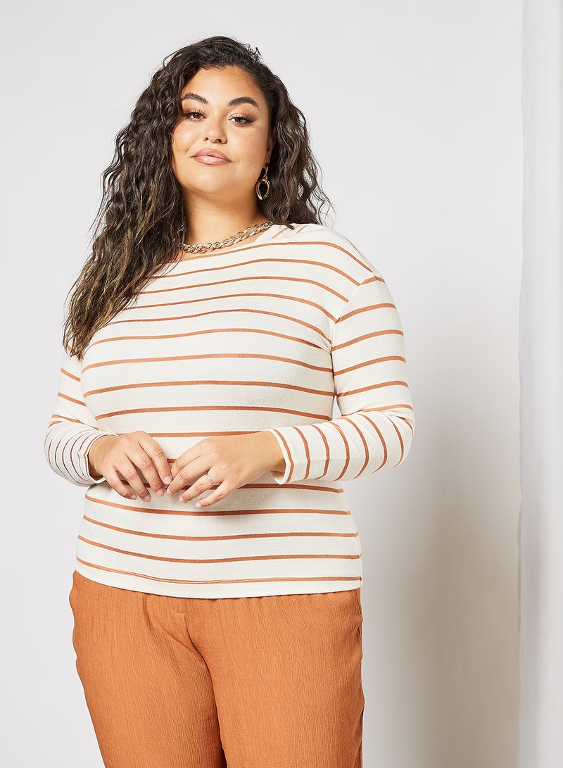 Plus Size Striped T-Shirt Offwhite