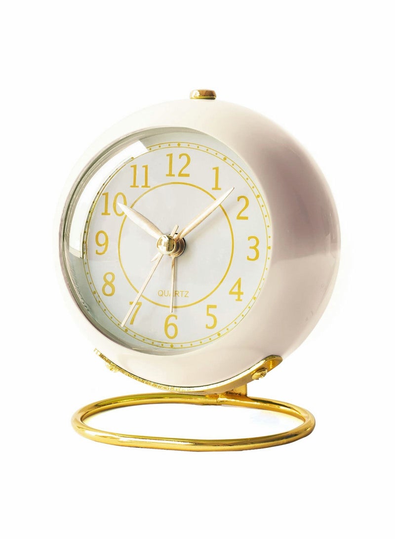 Desk Alarm Clock with Light, Silent No Ticking, Small Table for Bedside/Bedroom/Living Room/Office/Travel/Kids/Room Decor Aesthetic Vintage