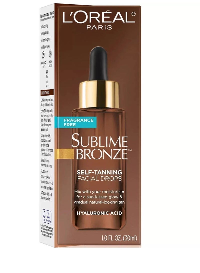 L'Oreal Paris Sublime Bronze Self-Tanning Facial Drops Fragrance-Free - 1 fl oz