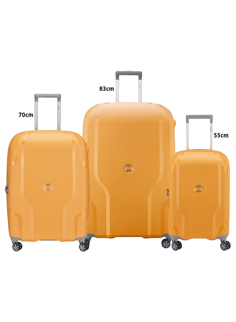 Clavel 55+70+83cm Hardcase 4 Double Wheel Expandable 3 Piece Luggage Trolley Set Yellow