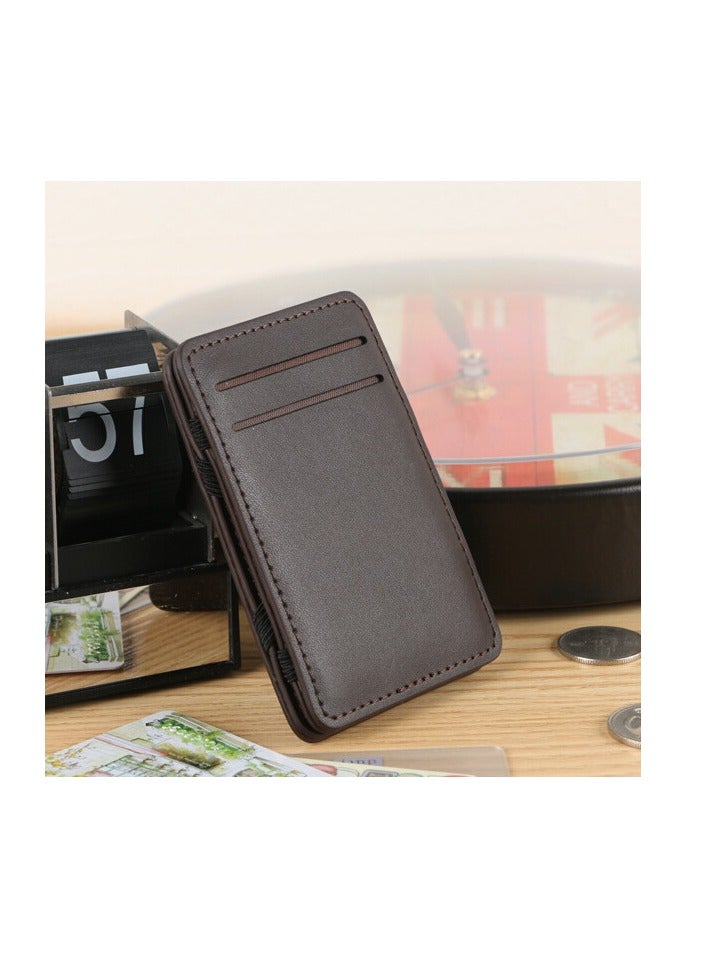 Leather Clip Wallet Brown