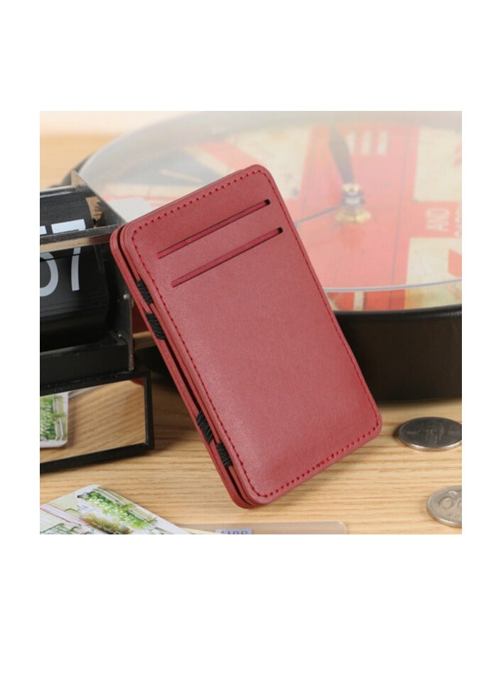 Leather Clip Wallet Red