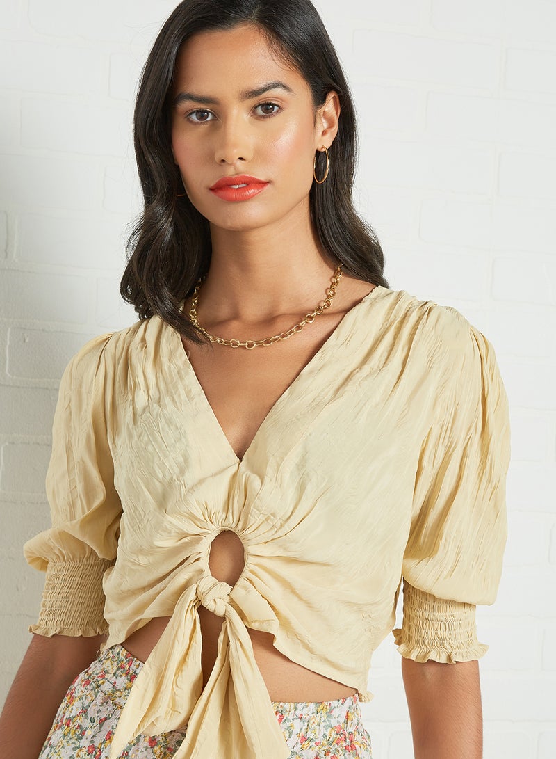 Knotted Front Top Yellow