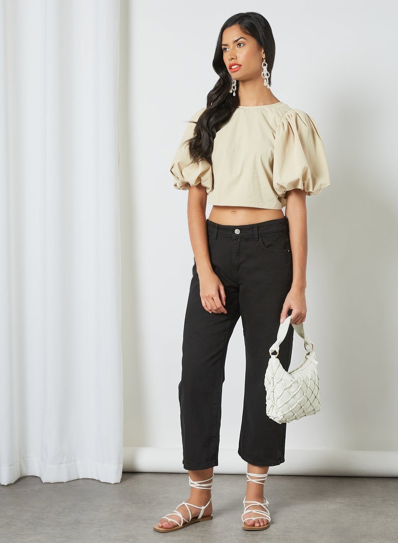 Open Back Cropped Top Cream