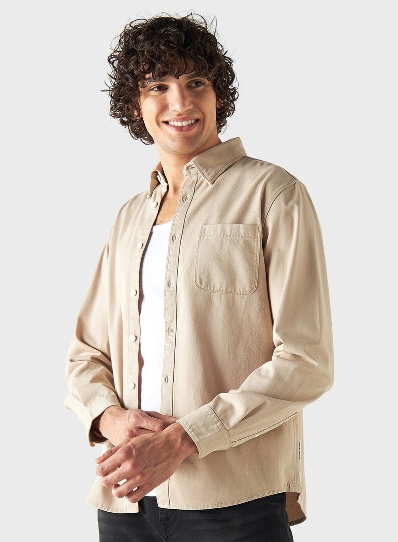 Regular Fit Solid Shirt With Long Sleeves