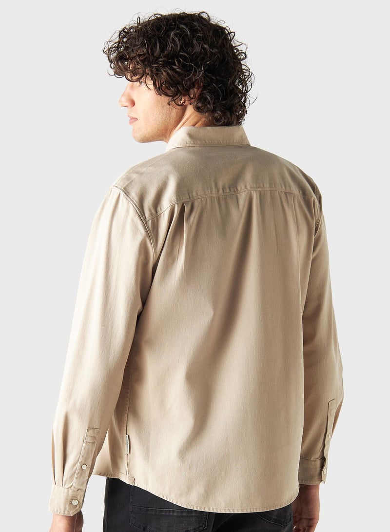 Regular Fit Solid Shirt With Long Sleeves