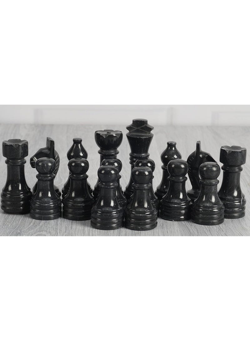 Radicaln Marble Chess Figures, Black and Green, Handmade Board Games, Chess Pieces Fit for 16 to 20 Inch Chess Board, 32 Chess Figures Set