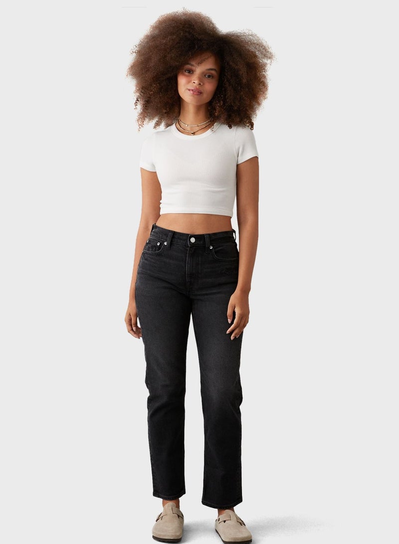 High Waist Straight Fit Jeans