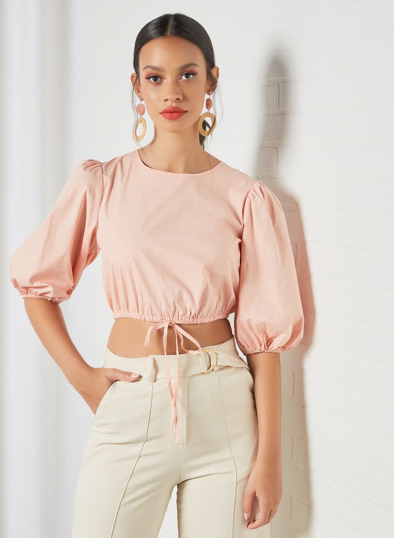 Front Tie Crop Top Pink