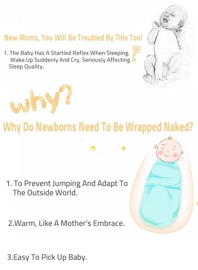 8 PCS Baby Swaddle Blanket Wrap Cap Gloves and Foot Straps Set Newborn Infant Sleep Sack With Caps 100% Breathable Cotton 0-4 Month