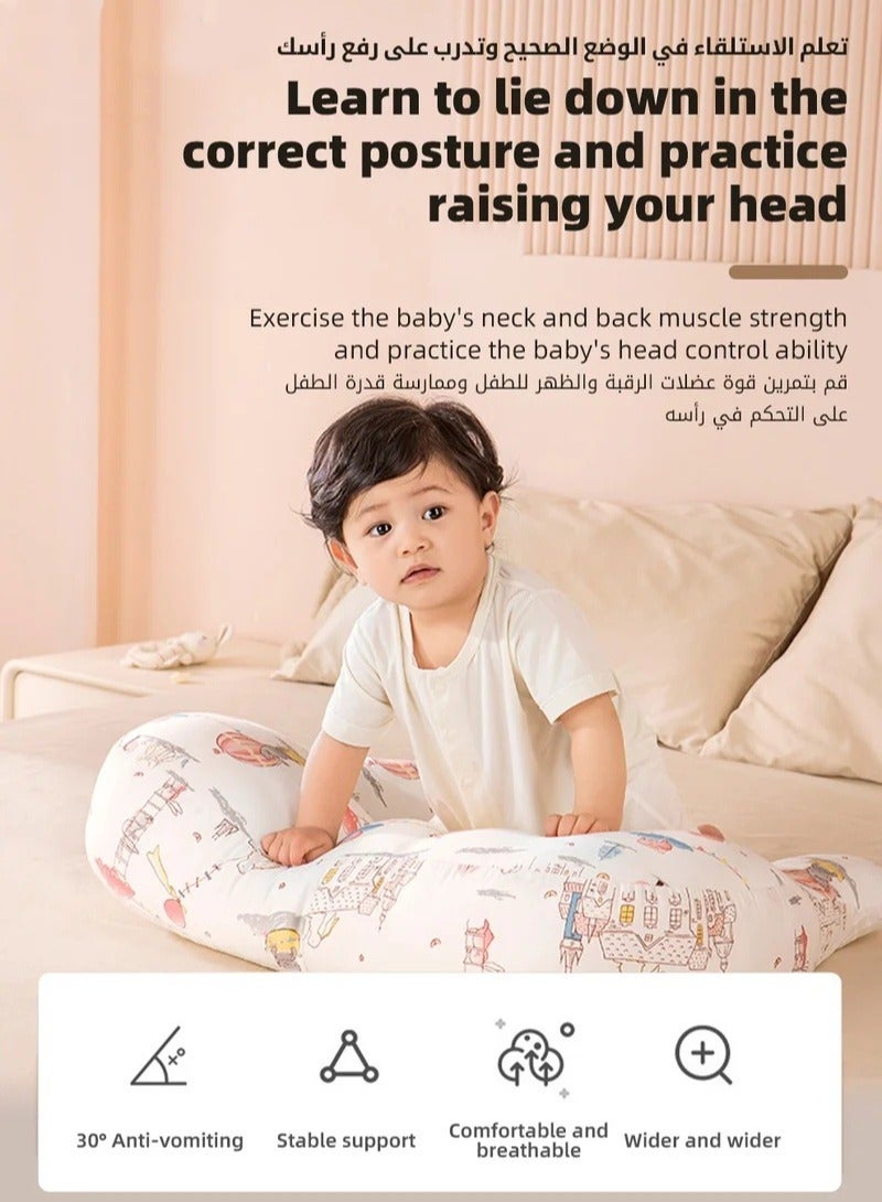Baby Nursing Pillow for Breastfeeding, Multifunctional Toddler Look Up and Lying Pillows, Anti vomit Milk Babies Crib Headrest for Newborn and Infant, 30 Degree Incline, Enlarged and Widened