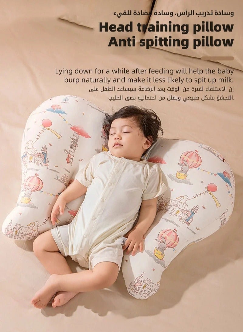 Baby Nursing Pillow for Breastfeeding, Multifunctional Toddler Look Up and Lying Pillows, Anti vomit Milk Babies Crib Headrest for Newborn and Infant, 30 Degree Incline, Enlarged and Widened