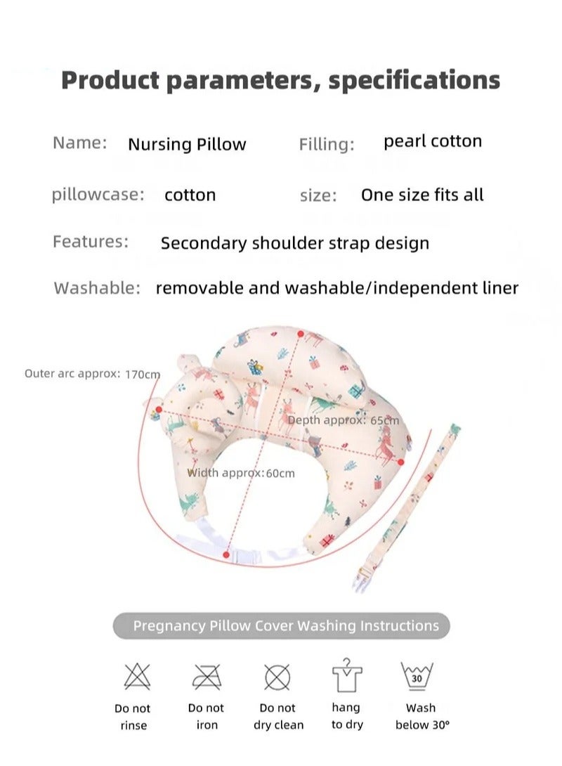 Nursing Pillow for Breastfeeding, Multi-Functional Original Plus Size Breastfeeding Pillows Give Mom and Baby More Support, with Adjustable Waist Strap and Removable Cotton Cover