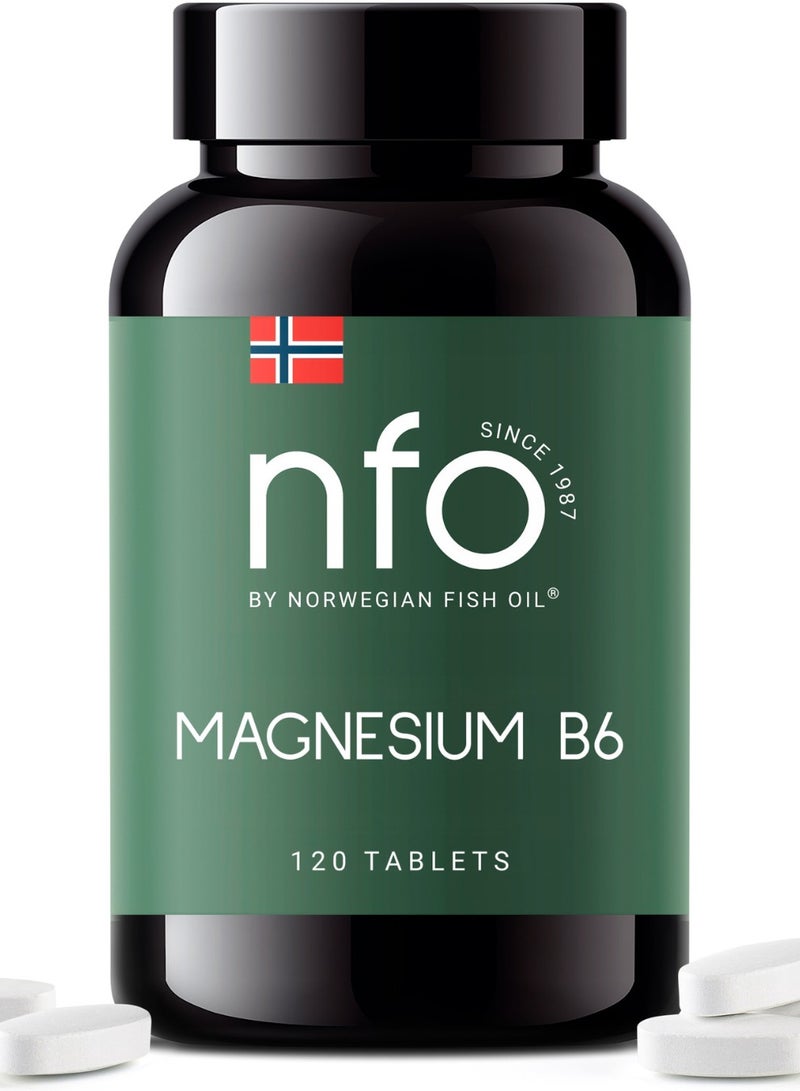 NFO MAGNESIUM B6 [120 Tablets] Norwegian natural complex with a high dosage of Magnesium and Vitamin B6 For regulation of the nervous system, hormonal activity and psychological function