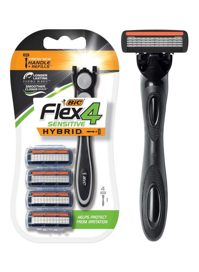 Flex 4 Sensitive Disposable Razor Black/Orange/Silver