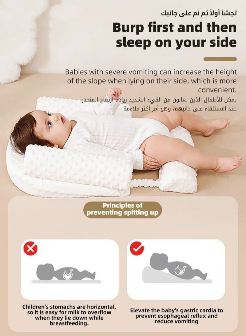 Baby Nursery Pillow, Removeable Breastfeeding Pillows, Toddler Bedding, Anti vomit Milk Babies Crib Wedge Headrest for Newborn and Infant,  15-30 Degree Adjustable Incline for Better Night's Sleep