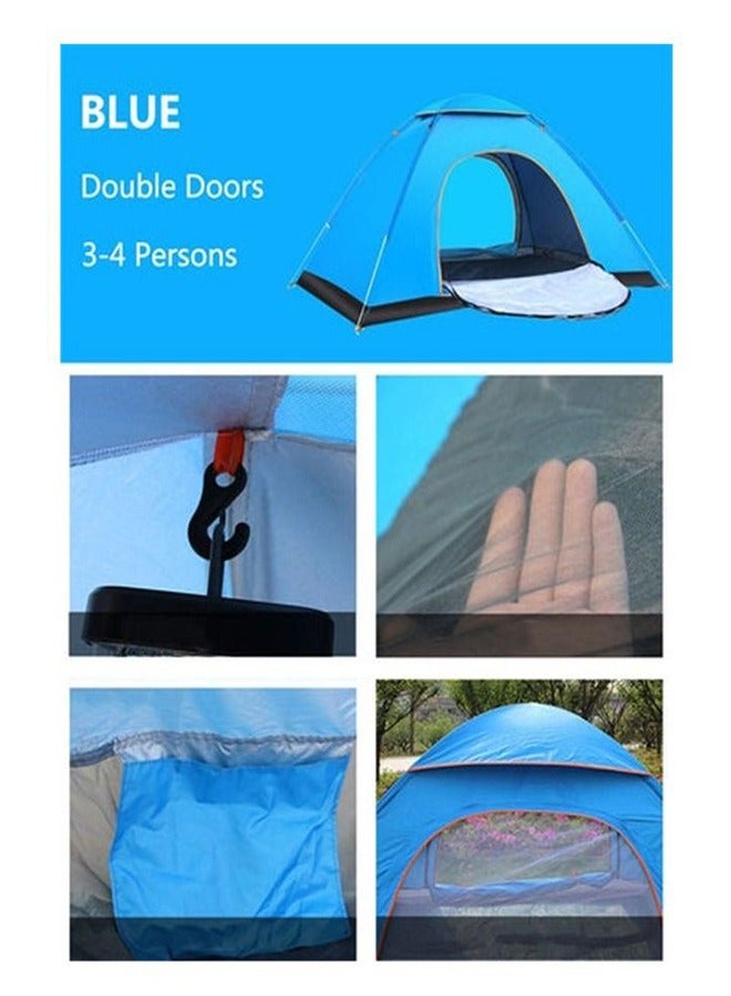 Portable Automatic Pop Up Outdoor Camping Tent Blue (3-4 People)