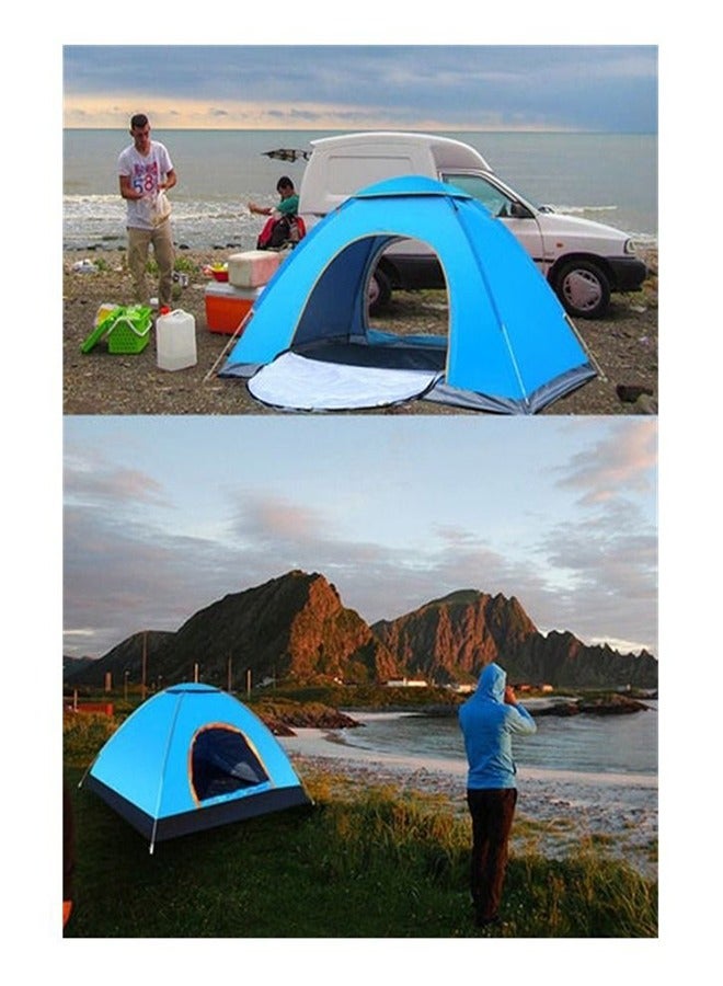 Portable Automatic Pop Up Outdoor Camping Tent Blue (3-4 People)