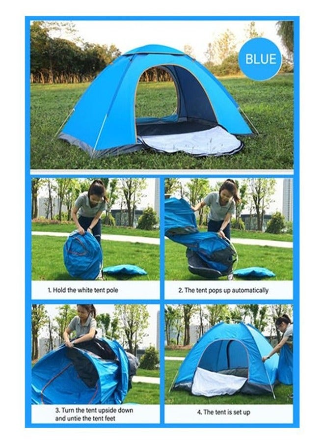 Portable Automatic Pop Up Outdoor Camping Tent Blue (3-4 People)