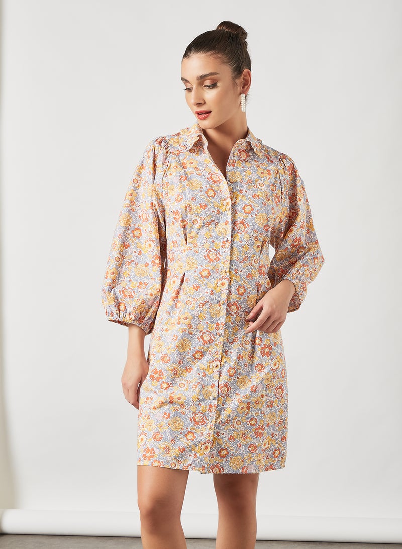 Floral Shirt Dress Multicolour