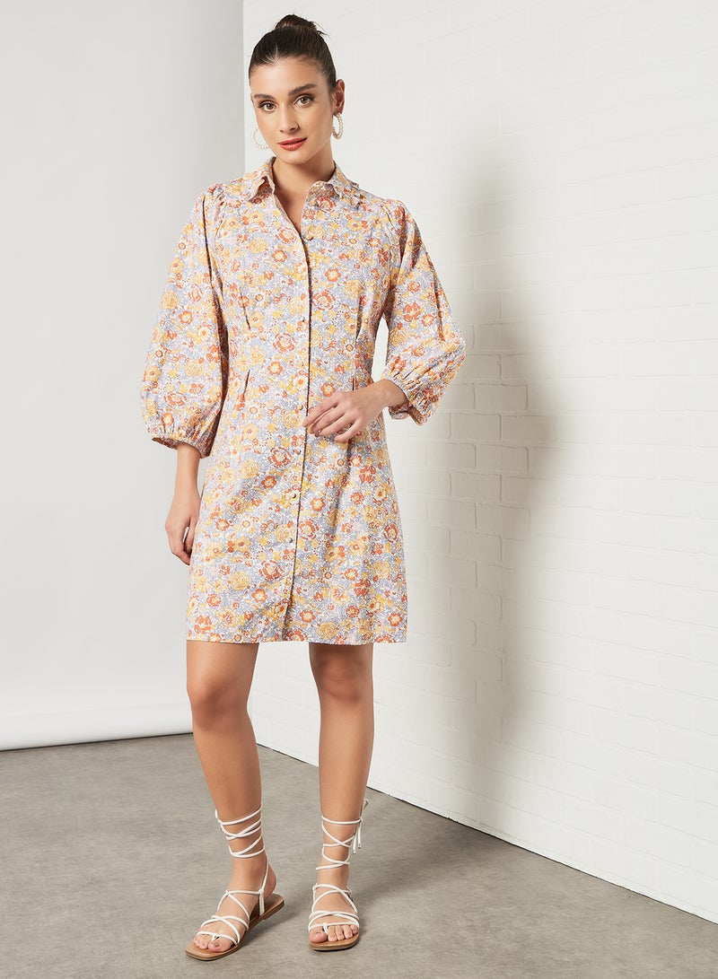 Floral Shirt Dress Multicolour