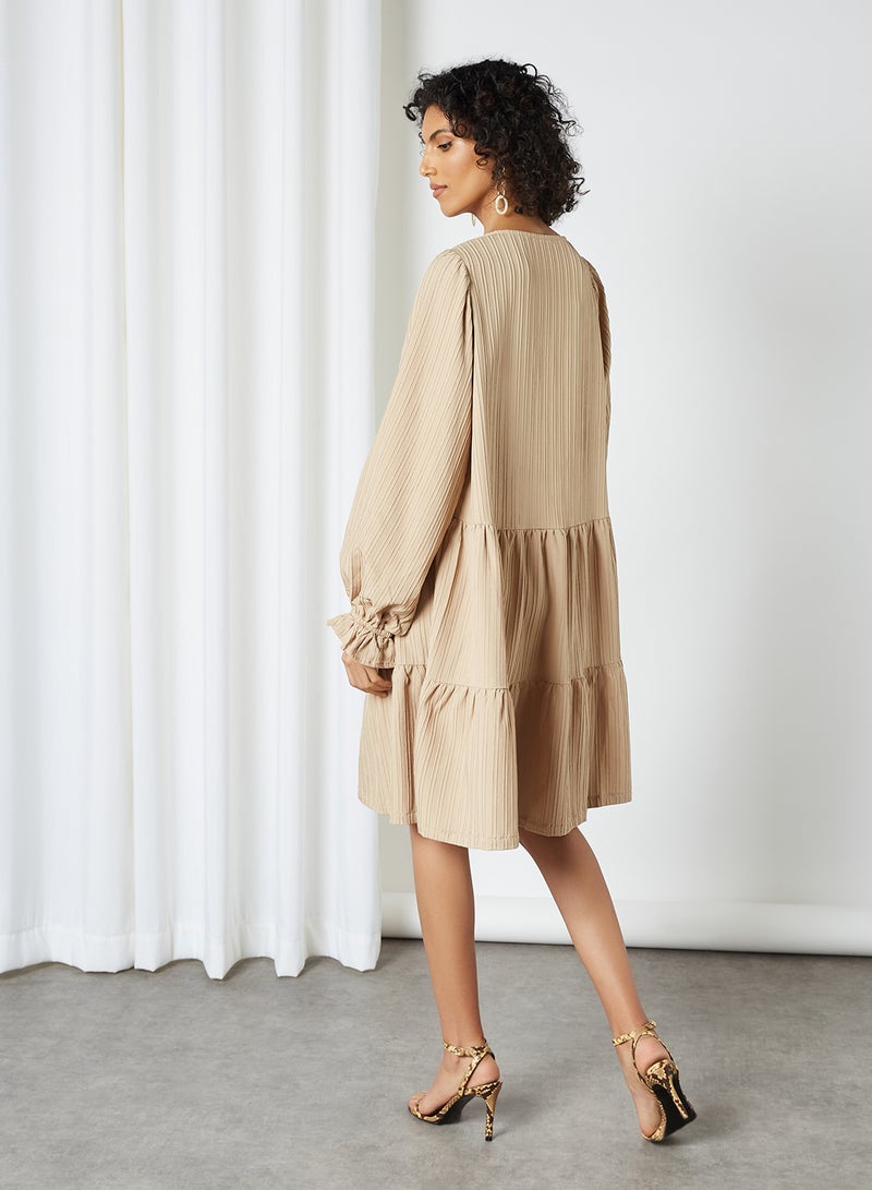 Long Sleeve Self-Stripe Dress Nomad