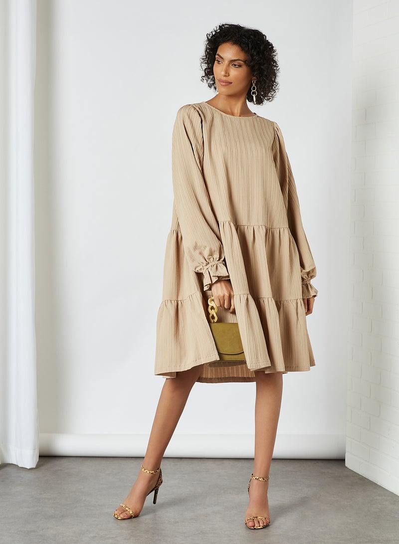 Long Sleeve Self-Stripe Dress Nomad