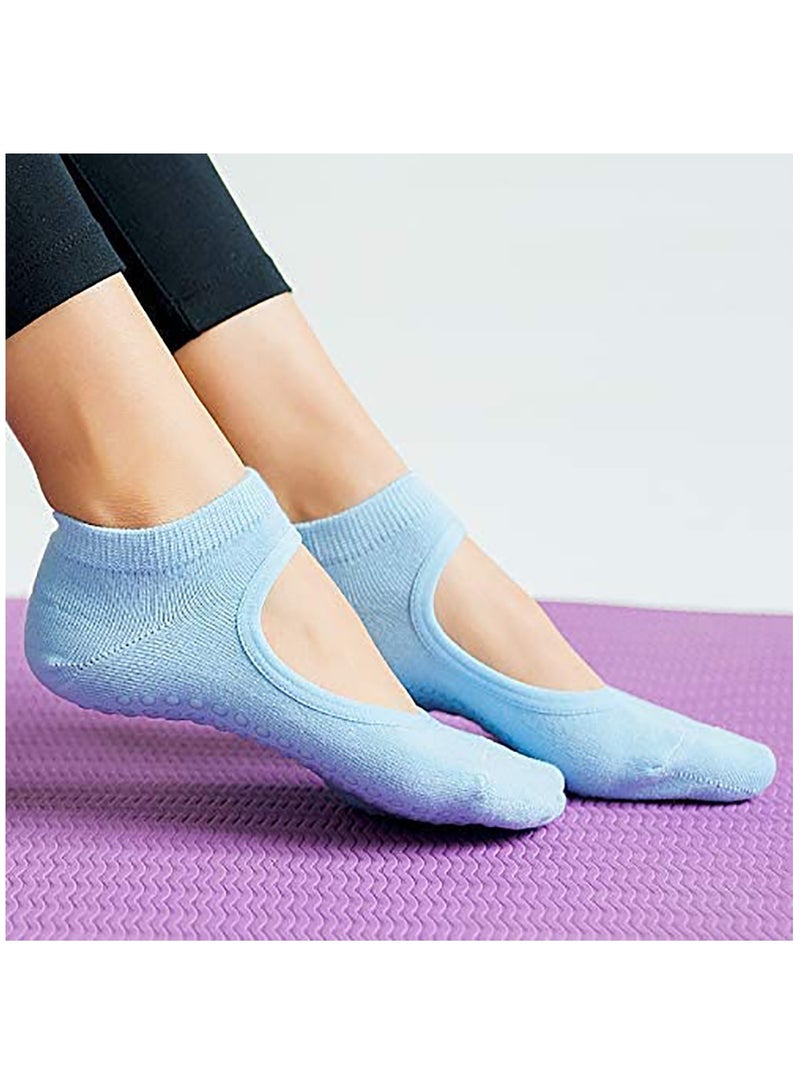 Ladies Anti-Slip Yoga Socks, Pilates Socks, Anti-Slip Grip Socks for Sports Dance Backless Professional Anti-Slip Pilates Fitness(6 Pairs)
