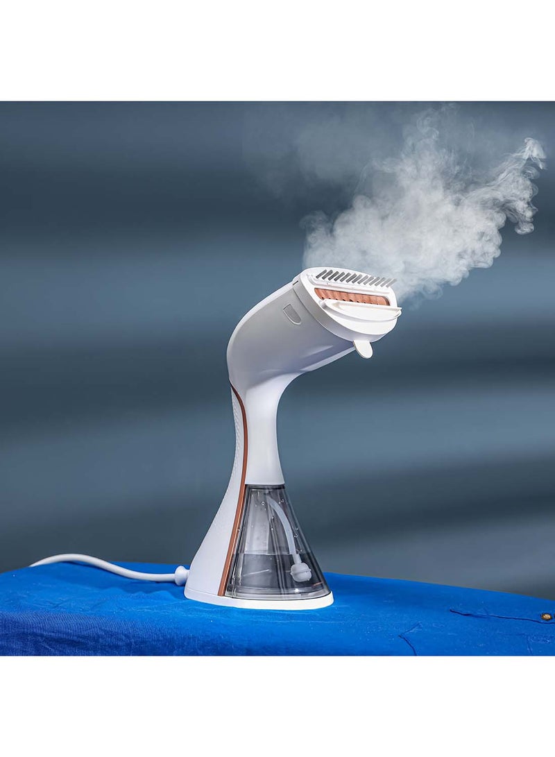 Handheld Garment Steamer, Ready to Use in 35 Seconds/ Suitable for all Kinds of Fabric and Safe for Delicate Fabrics/ 3 Modes, with Turbo Extreme Performance 250 ml 1500 W GGS25035 White and Pink