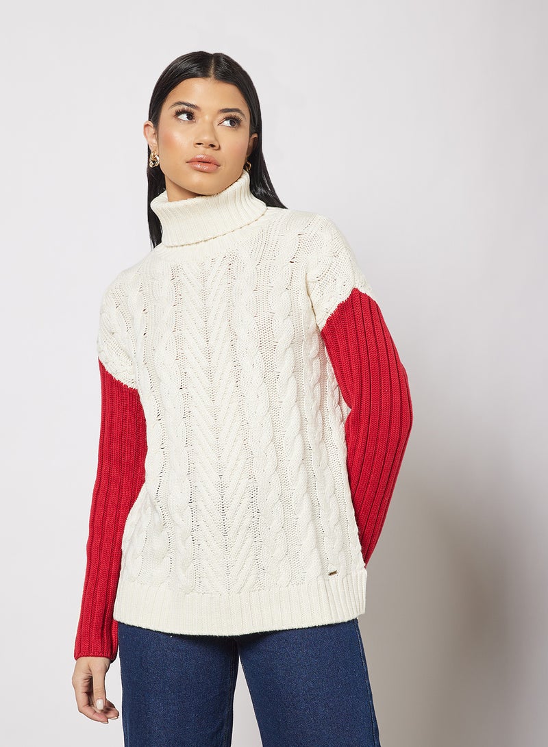 Elvira Colourblock Sweater White