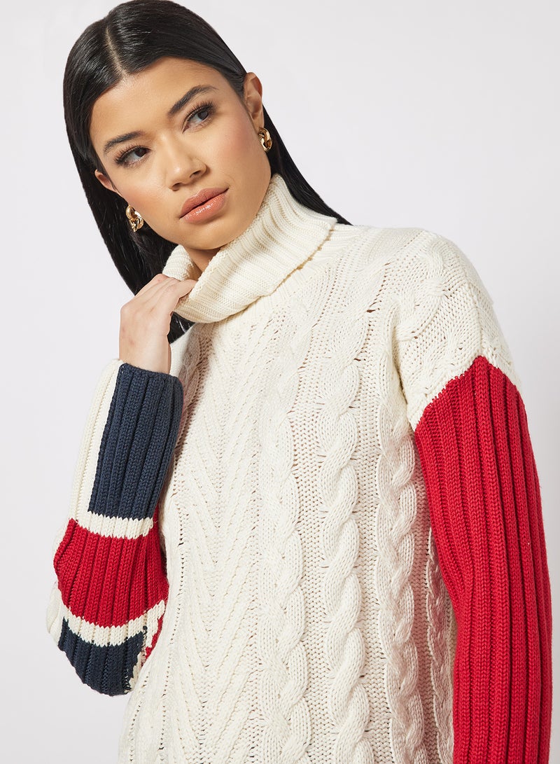 Elvira Colourblock Sweater White