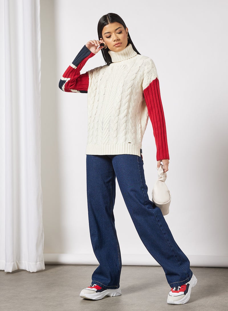 Elvira Colourblock Sweater White