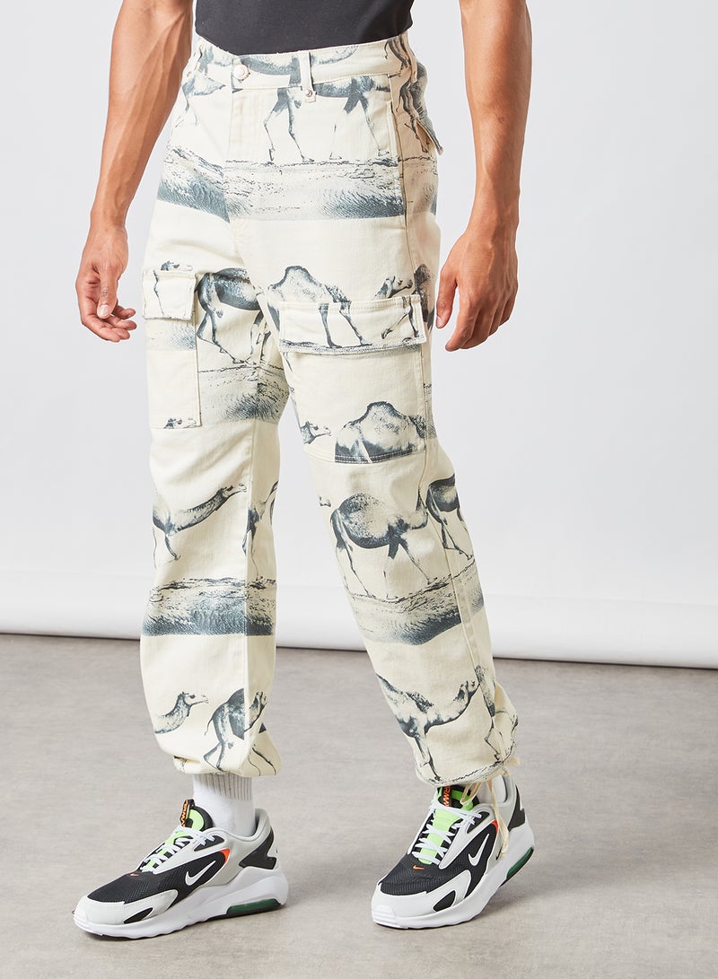 Graphic Print Utility Pants Multicolour