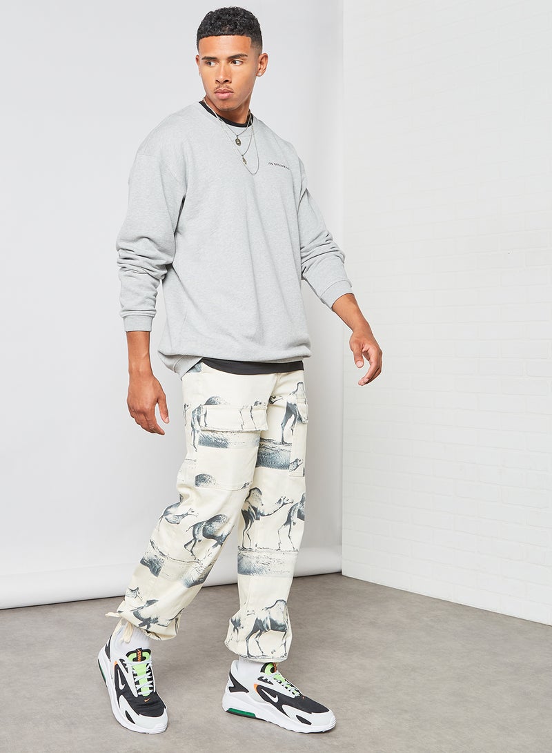 Graphic Print Utility Pants Multicolour