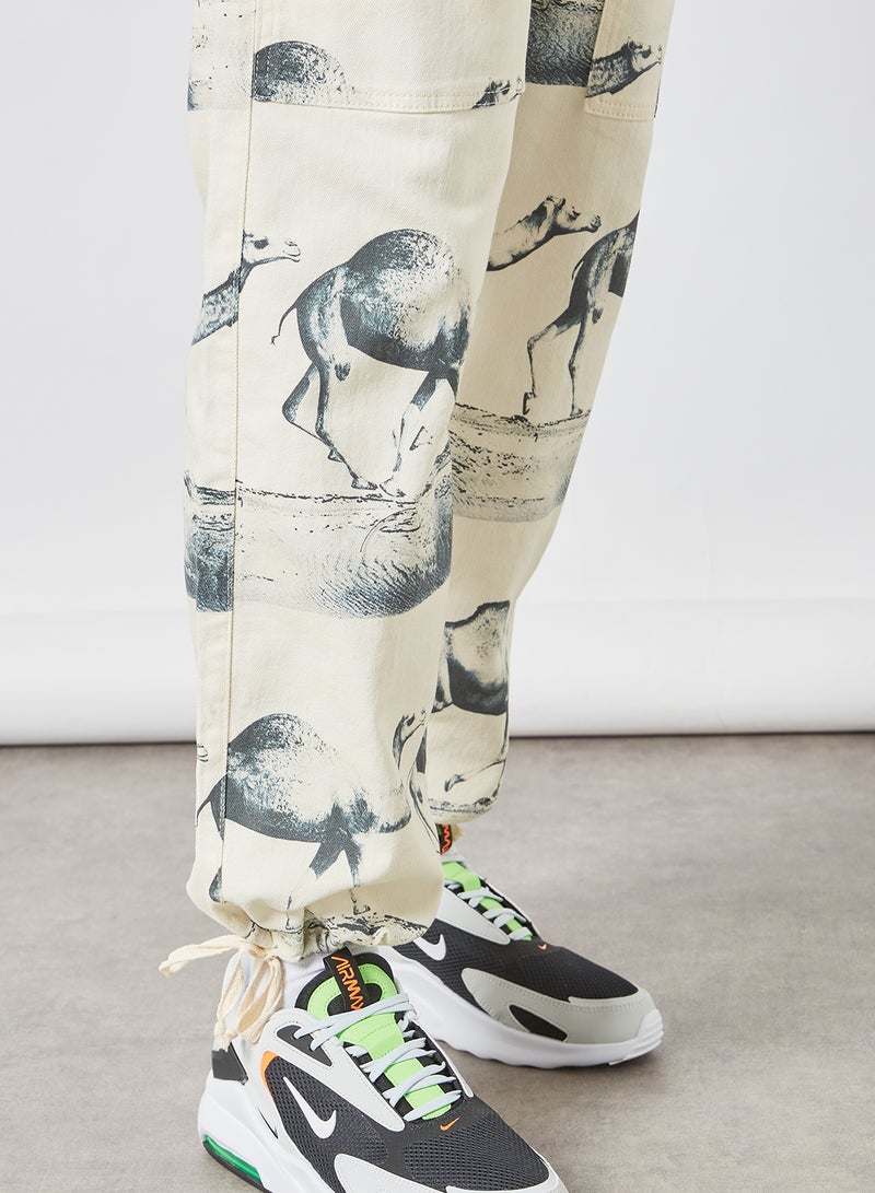 Graphic Print Utility Pants Multicolour