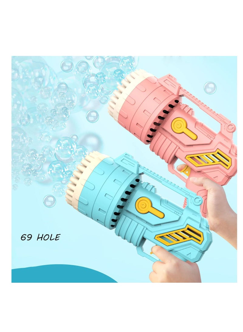 Bubble Machine 69 Hole with Lights ，Electric Automatic Maker, Blower for Adults Kids Birthday Party Wedding Outdoors Summer Toy Backyard Camping Gift