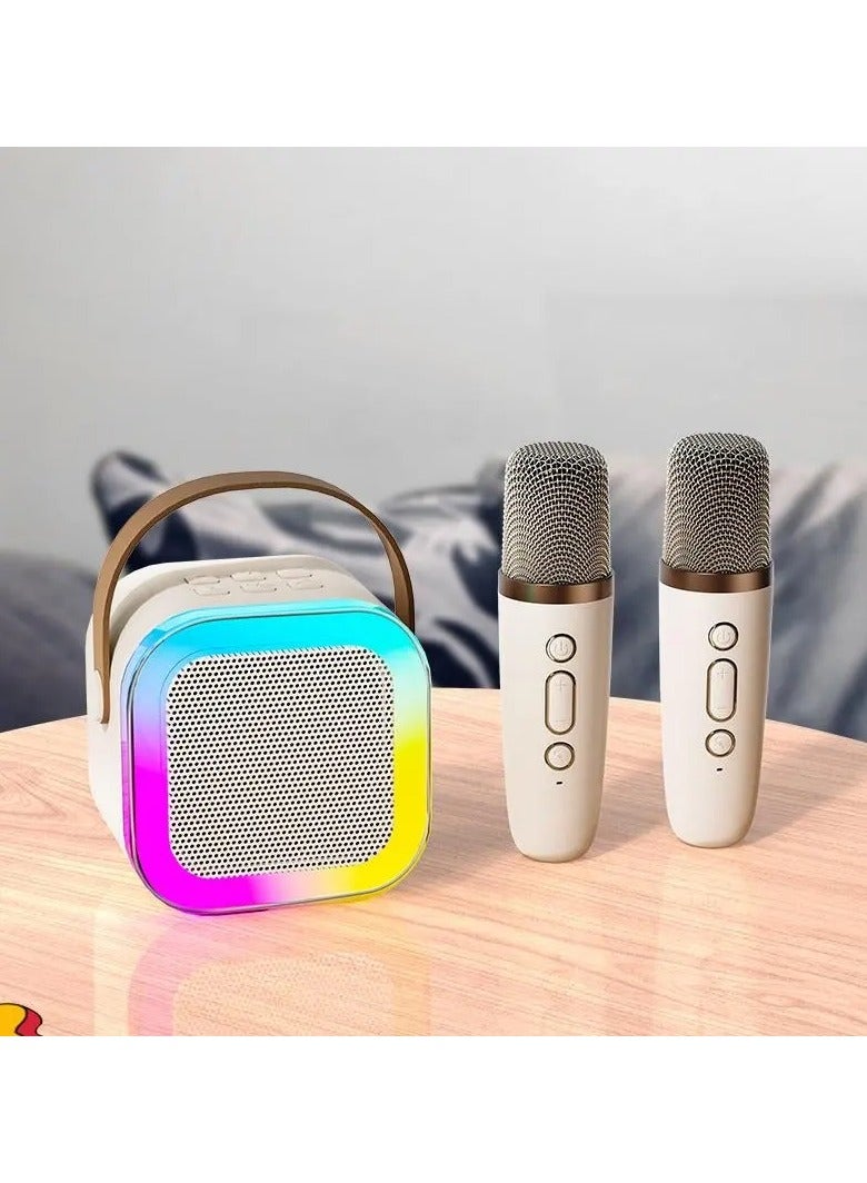 K12 Mini Portable Kids Karaoke Bluetooth Speaker Dual Microphone Audio Integrated Microphone Home Children Karaoke Wireless Bluetooth Speaker