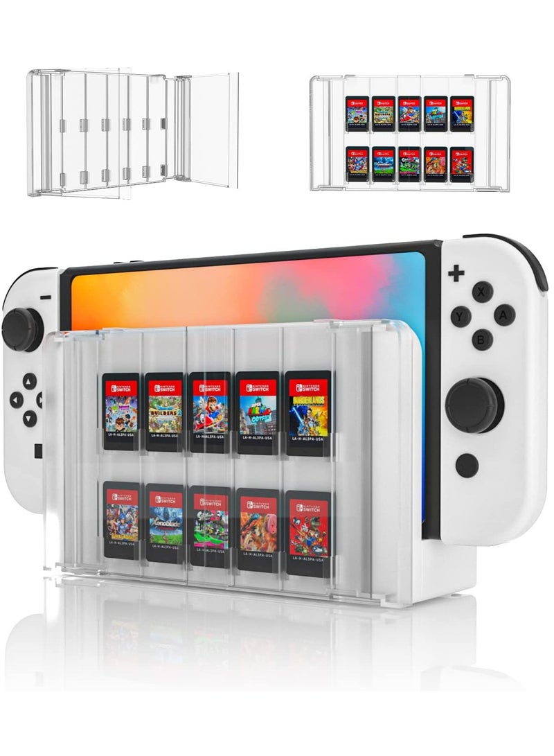 Premium Game Card Case for Switch OLED, Switch Card Case Cartridge Game Card Display Cabinet Box, Crystal Clear Game Cartridge Holder for Switch OLED Charging Station (10 Slots)