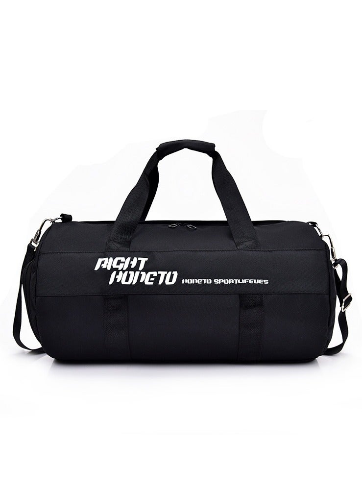 Large Capacity Letter Printed Luggage Bag Travel Bag Sports And Fitness Bag Black