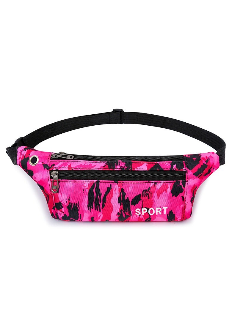 Camouflage Printed Sports Waist Pack Rose Red