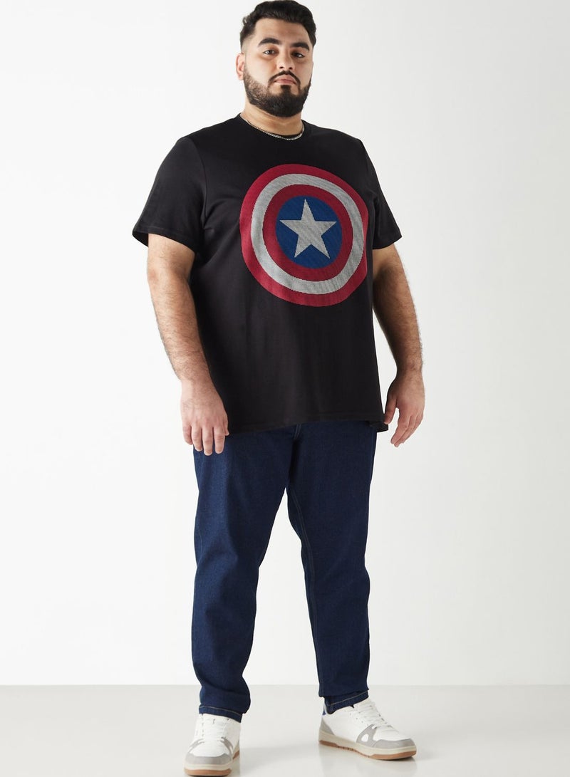 2 Pack Plus Size Captain America Print T-Shirt