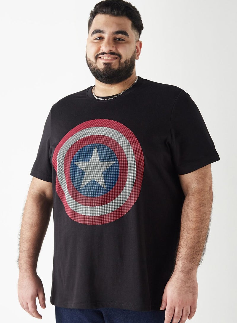2 Pack Plus Size Captain America Print T-Shirt