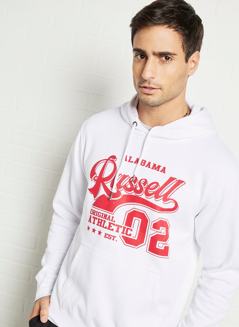 Logo Chest Print Hoodie White