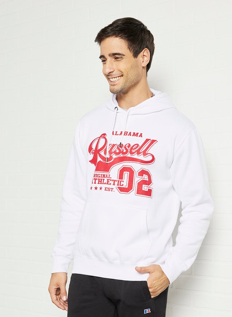 Logo Chest Print Hoodie White