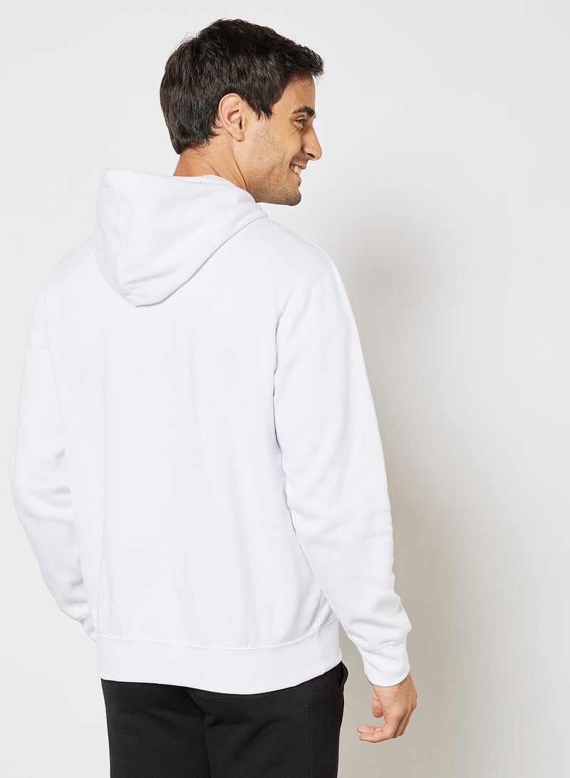 Logo Chest Print Hoodie White