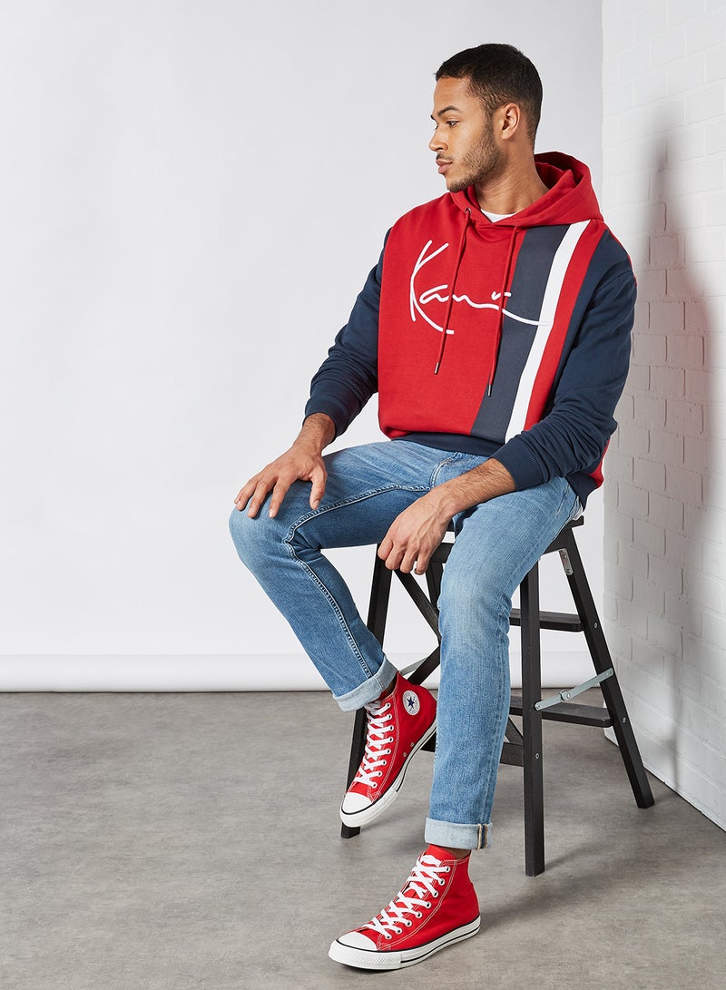 Signature Block Hoodie D-Red/Nvy/Off-Wht
