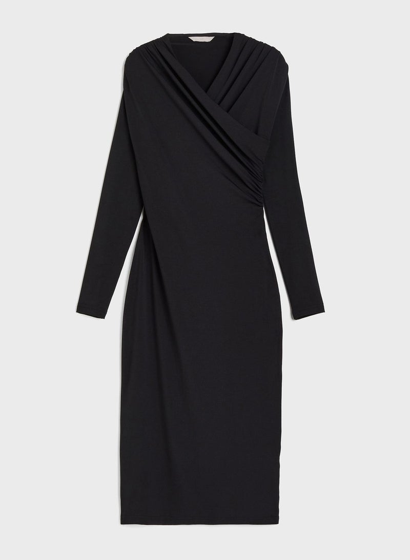 Surplice Neck Knitted Dress